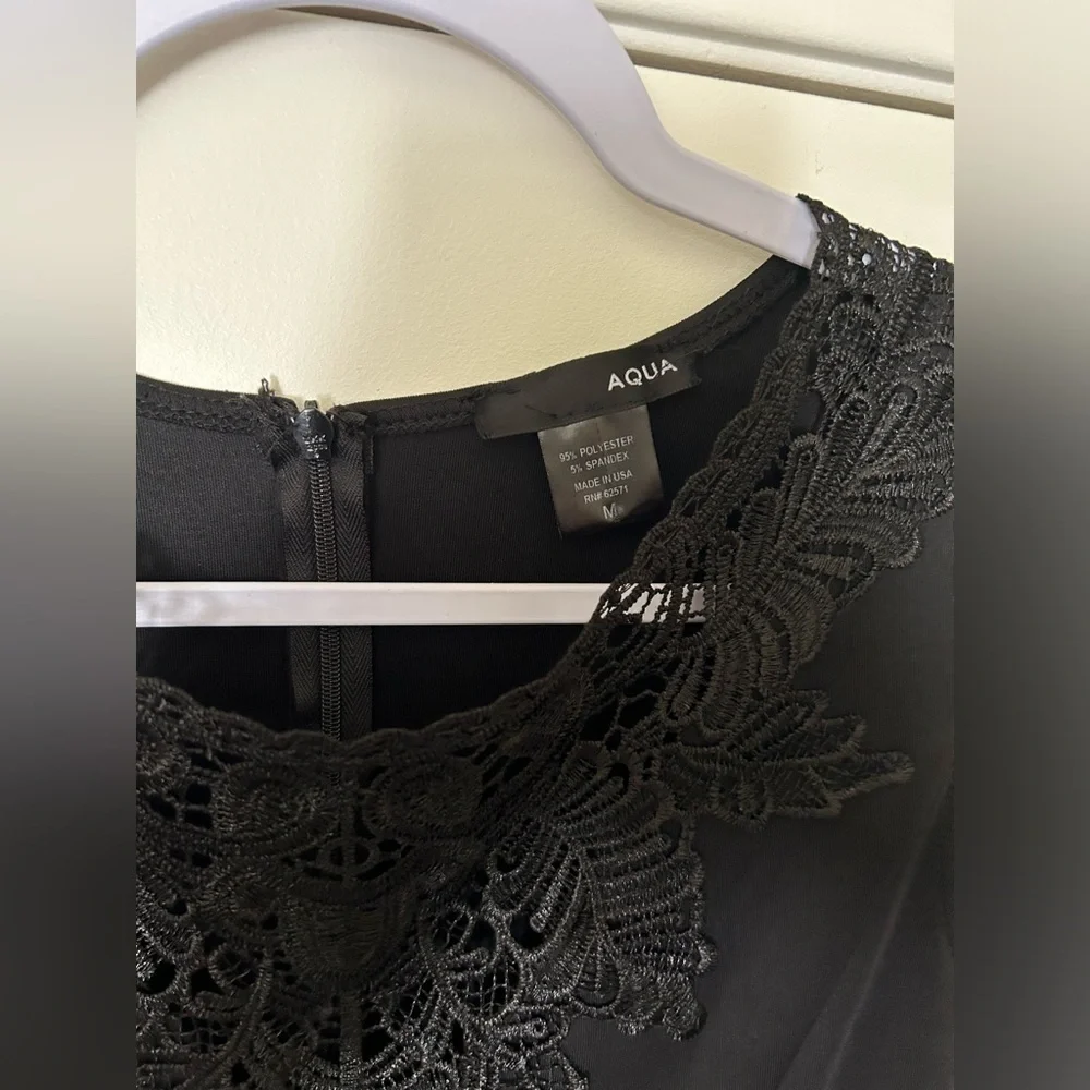 Aqua Black Lace Detail Dress Size M - Picture 3 of 10